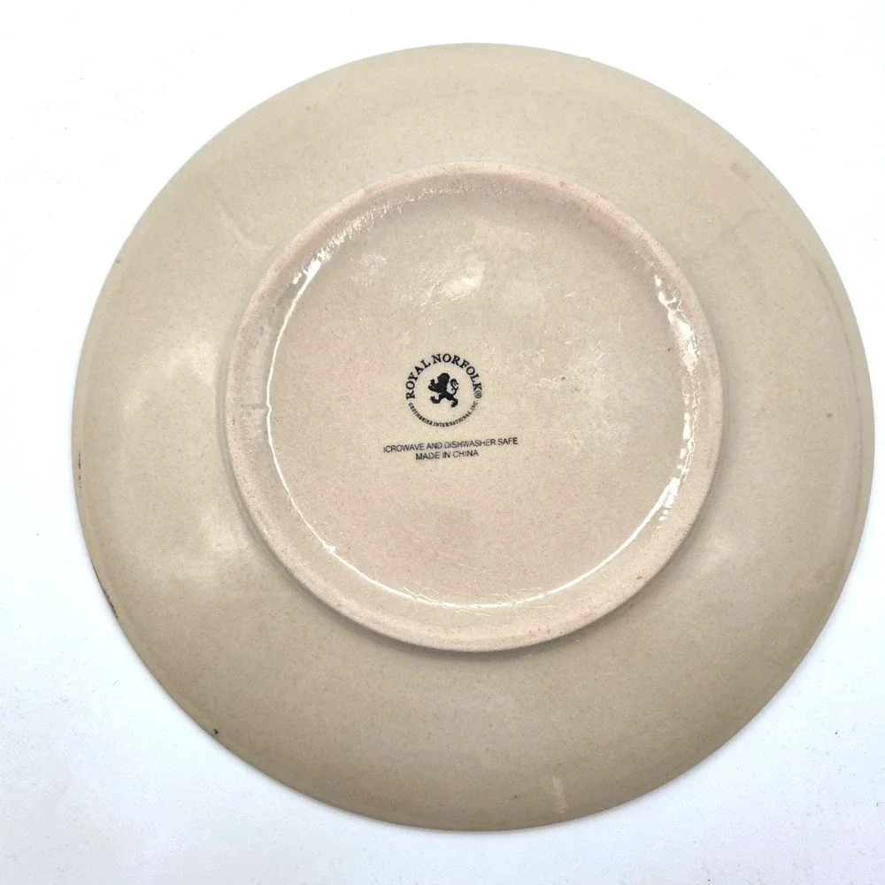 Royal Norfolk‎ Turquoise Swirl Salad Bread Plate Stoneware 7.5